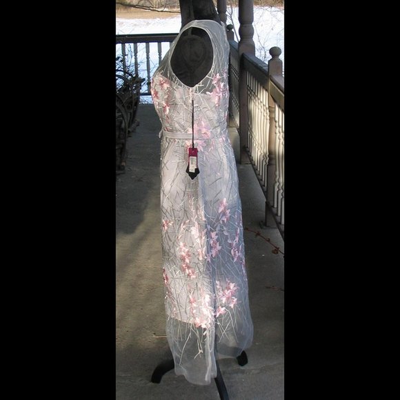 Elena Wang  Silver and Pink Party DressD0094 - Picture 3 of 3